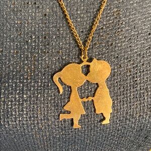 Vintage Boy & Girl Kissing Necklace